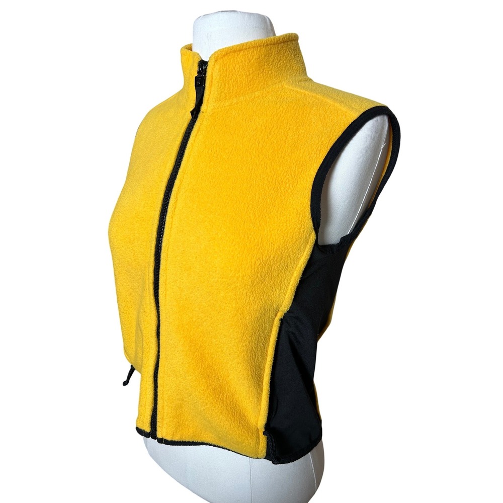 Jones New York Sport Petite Yellow Fleece Crop Full Zip Vest‎ Hiking M Gorpcore